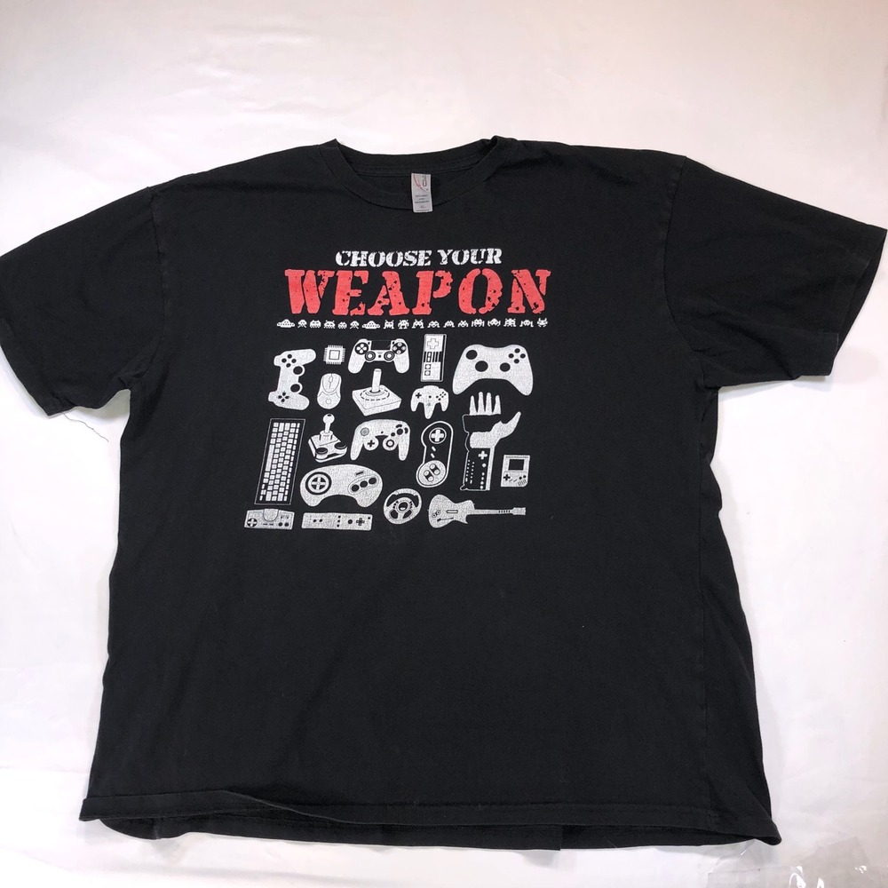 Cotton Heritage Choose Your Weapon Video Game Controller Graphic Tee Black XL